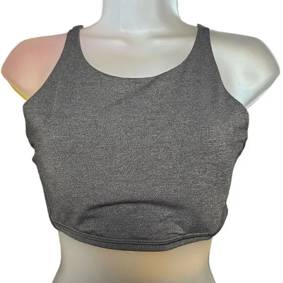 Lululemon Energy Gray Strappy Razorback Workout Support Sport Bra
